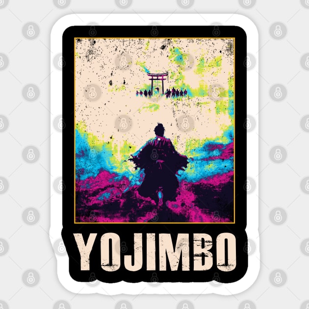 Swordplay Symphony Yojimbos Movie Tee Celebrating Akira Kurosawa's Samurai Masterpiece and Toshiro Mifune's Iconic Ronin Role Sticker by Hayes Anita Blanchard